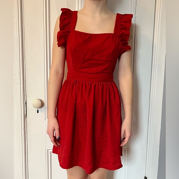 Red Ruffled Dress - Picture 1 of 5